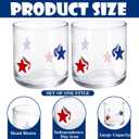 Whaline 2 Pcs Patriotic Icon Juice Glass 14 Oz Red Blue Star Stemless Wine Glass Independence Day Drinking Tumbler Cups for 4th of July Party 250 Anniversary Supplies Kitchen Decorations Gifts, 3.9 x 3.5 inch, 14 oz
