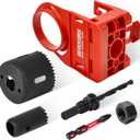 1-3/8" - 1-3/4" Door Lock Installation Kit for Wooden Doors with Guide Template, Carbon Steel Door Lock Hole Saw (Red)