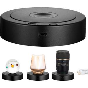 Rotating Display Stand,Spinning Display Stand with Colored Lights,Lighted LED Base for Glass Art with 4 Revolving & 8 Light Modes,Electric & Battery-Operated Platform,5.1x1.2" (Display Stand-A)