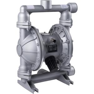 Double Diaphragm Pump Air Operated 1-1/2 inch Inlet/Outlet Pneumatic Waste Oil Transfer Pump for Chemical QBK-40 50 GPM Dual Diaphram Polypropylene Nitrile Rubber by Stainless Steel Iron 100 PSI