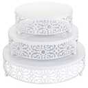 Hedume 3-Piece Cake Stand Set, Round Metal Cake Stands, Dessert Cupcake Stands, Cupcake Pastry Candy Plate for Wedding, Event, Birthday Party