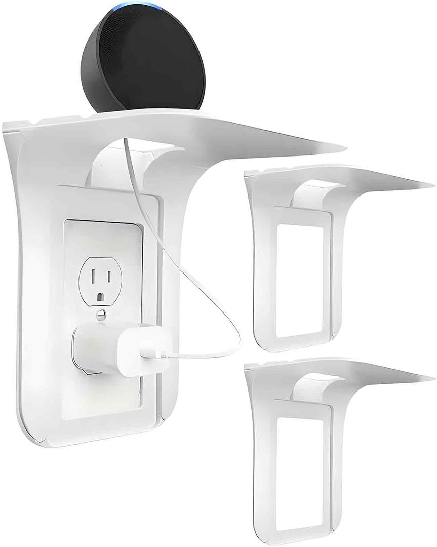 3 Pack Plug Shelf for Wall Outlet, Wall Mount Socket Stand for Space Saving