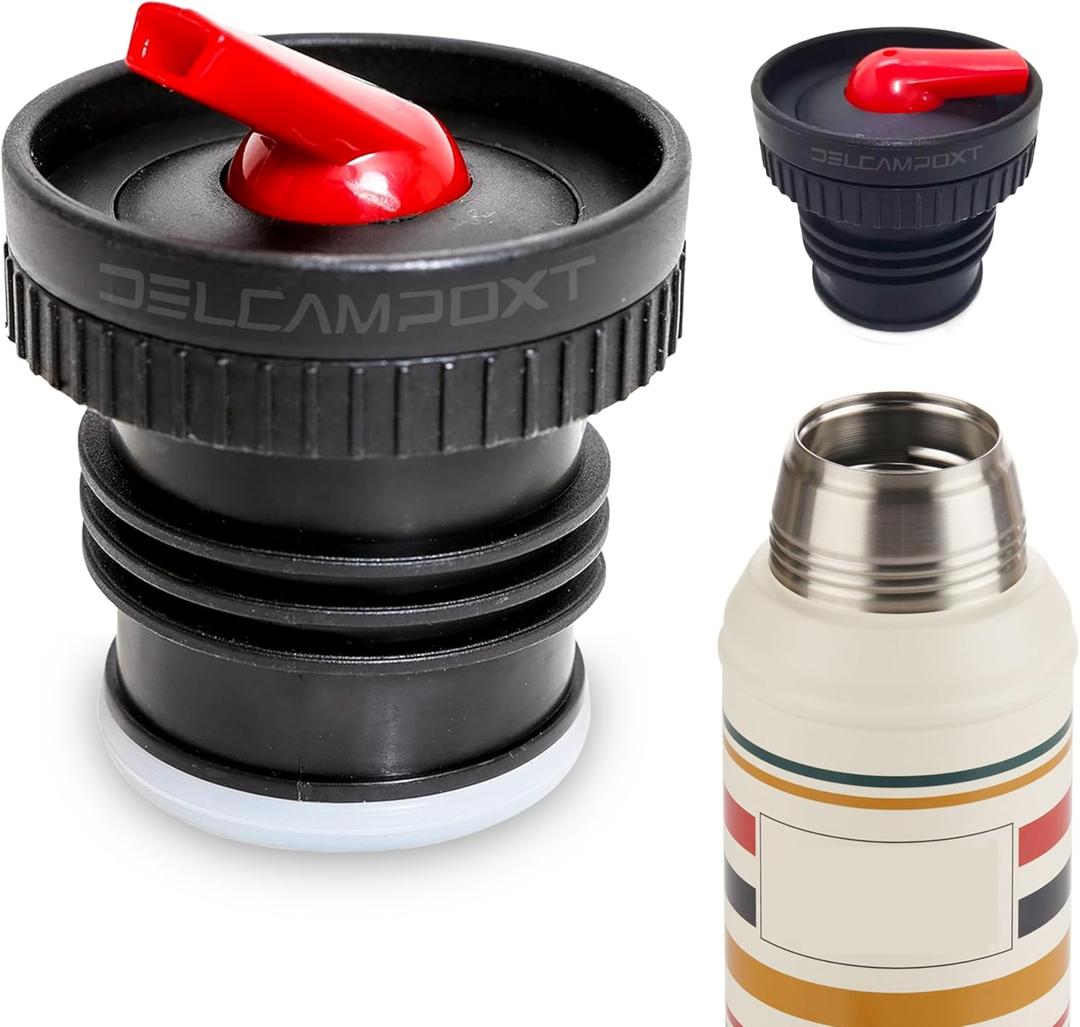 Stanley Thermos Stopper Pico de Mate Replacement Cap - Fits Classic Vacuum Insulated Wide Mouth Bottles (1.1QT, 1.5QT, 2QT) - Black/Red - Set of 1