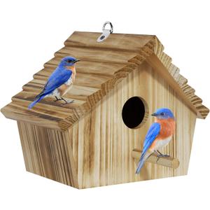 Auslar Bird House, Bird Houses for Outside, Wooden Birdhouse for Outdoors, Hanging Bluebird House for Cardinals Finch Wren Swallow for Wild Bird Viewing