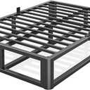 Firpeesy Metal Heavy Duty 14 inch California King Bed Frame with Rounded Corner and Headboard Hole Mattress Retainers 3500 LBS No Box Spring Needed Platform Noise Free Easy Assembly