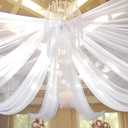 6 Panels White Ceiling Drapes 5ftx30ft Sheer Drapery Ceiling Curtains Chiffon Fabric Arch Draping for Wedding Party Ceremony Birthday Baby Shower Reception Stage Ceiling Decorations