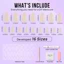 BTArtbox Press On Nails Medium Almond - Press on Nails Chrome Nails, Light Weight & Fit Perfectly Fake Nail with Nail Glue, Nude Glue On Nails in 16 Sizes, Glazed Donut