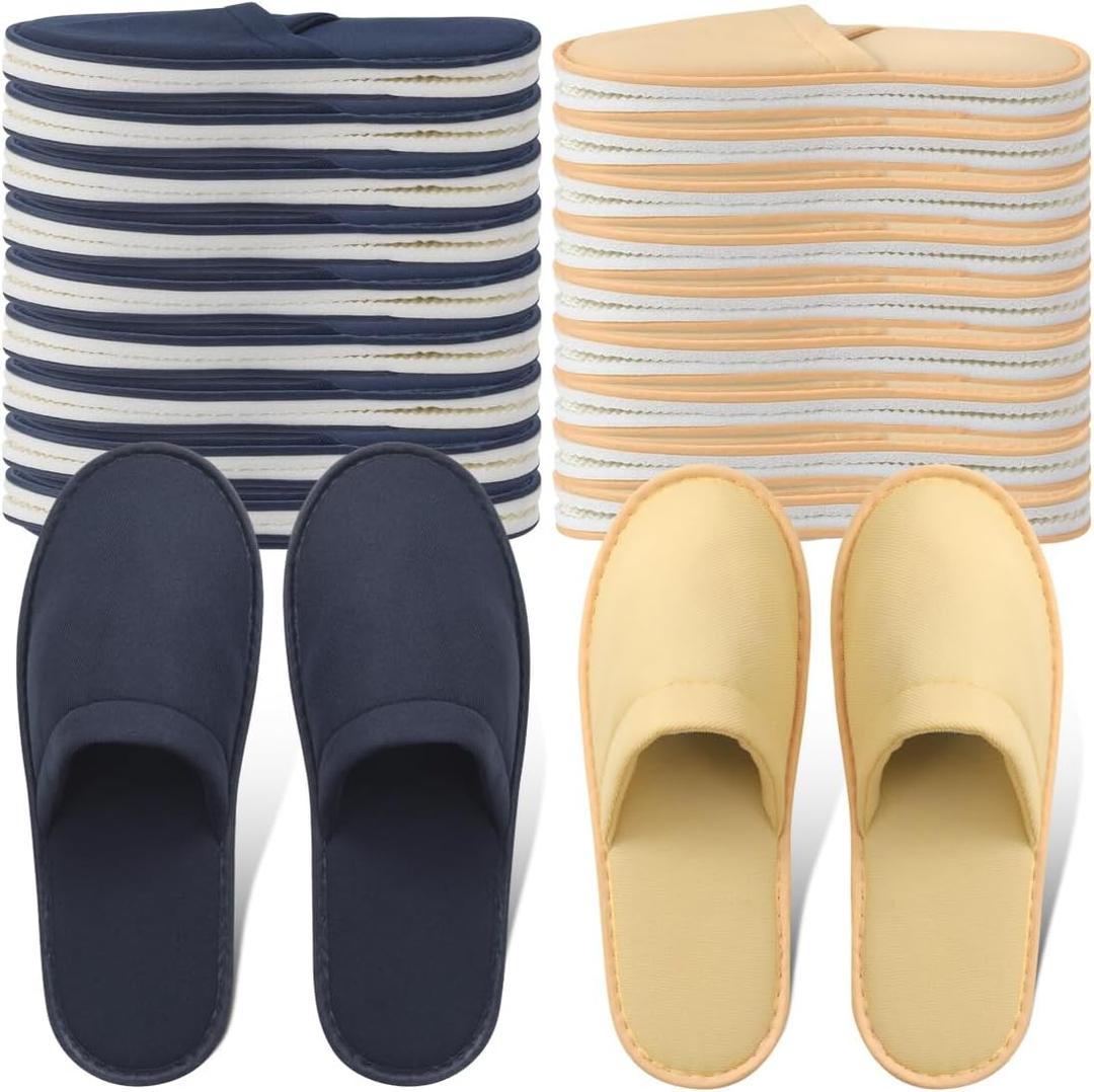 Yeios 20 Pairs Disposable Slippers for Guests Hotel Slippers Spa Slippers Non-slip Washable House Slipper Bulk for Adult for Men and Women