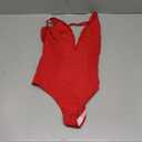 SHAPERIN Women's Deep V Neck Cami Bodysuit Plunge Double Layer Tummy Control Shapewear Thong Body Suits (Small, Red)