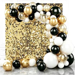 Light Gold Shimmer Wall Backdrop,Shiny Sequins,36Pcs Sequins Backdrop Panels,Glitter Bling Photo Background for Birthday Party Wedding Engagement Anniversary Graduation (Each 1FT², Total 36FT²)
