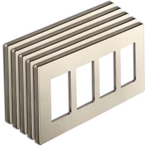 BESTTEN 5 Pack 4-Gang Signature Collection Champagne Gold Screwless Wall Plate, Golden Decorator Outlet Cover, for Light Switch, Dimmer, Receptacle, H4.69 x W8.35