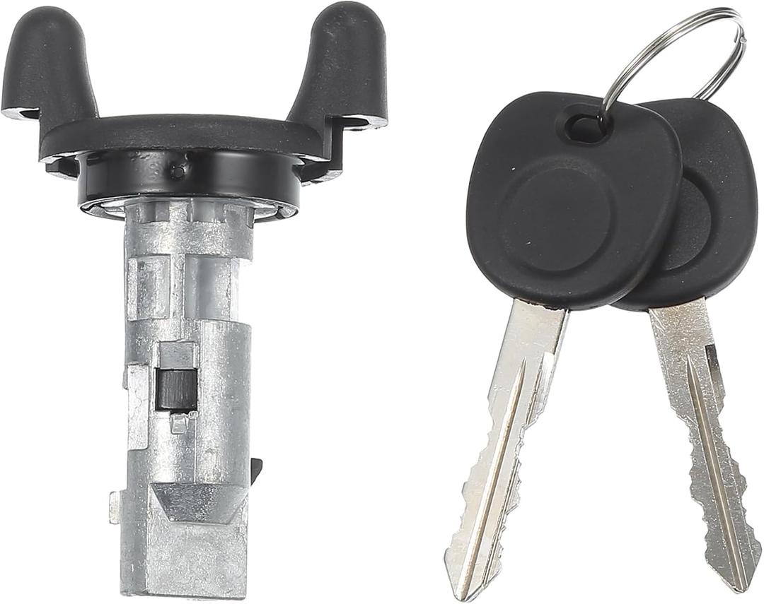 Motoforti Ignition Switch Lock Cylinder, for Chevrolet Silverado 1500 2500 1999-2004, Metal, with 2 Keys, Black Silver Tone, 1 Set