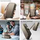 Defencase Compatible with iPhone 16 Plus Case Wallet with RFID Blocking Card Holder for Women Men, PU Leather Magnetic Snap Flip Zipper Strap Wallet Phone Case for iPhone 16 Plus 6.7", Desert Titanium