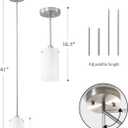 Mini Pendant Light Fixture 1-Light, 3 Pack Brushed Nickel Hanging Ceiling Lights with Opal White Glass, Adjustable Height, Modern Hanging Pendant Lamp for Kitchen Island