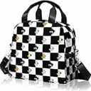 Lunch box Kids, Insulated Cherry Lunch Bag Cute Small Reusable Leakproof Lunch Totebag With Shoulder Strap for Girls Boys Women School Work Picnic (Checkered Cat)