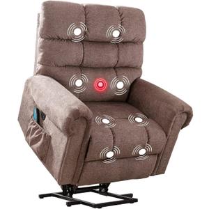 Phoenix Home Power Lift Recliner Chair for Elderly Electric Single Massage Sofa for Living Room with USB Ports, Side Pocket, Brown