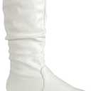 Wells Collection Womens Boots Soft Slouchy Flat Low Heel Mid-Calf Under Knee High (10, White)