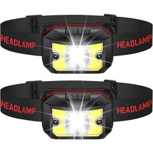 2 Pack Headlamp - Super Bright Rechargeable Flashlight, Fathers Day Fishing Gear Headlights 8 Modes with USB-C Fast Charge, IPX4 Waterproof Motion for Camping Essentials Hiking Home Emergency