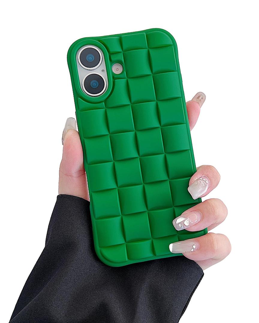 Gihklty Compatible with iPhone 17 Case for Women/Girls,Cute 3D Laid Desgin Soft Silicone Shockproof Raised Bumper Corners Case for iPhone 17, Green