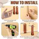 CroBlissful 6 Pcs Leather Curtain Rod Holders PU Leather Curtain Rod Bracket Mounted Loop Straps with Screws and Plastic Wall Plugs, Boho Pole Hanger Hook for Towel Oar Home Wall Display Decor(Brown)