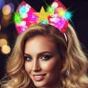 2 x Asooll Light Up Headband Glow Bow Knot Hair Accessories Star Headpiece for Women
