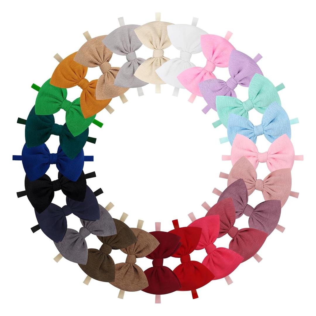 YanJie 24PCS Baby Girls Headbands 4.5 Baby Bow Hair Bows for Newborn Infant Toddler Kids Girl Hair Accessories Super Soft Nylon Hairwarp