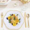 Liacere 100PCS Gold Plastic Plates - White and Gold Dinner Plates - with Gold rim10inch Heavy Duty Disposable Plates, Perfect for Wedding & Party & Holiday & Afternoon Tea