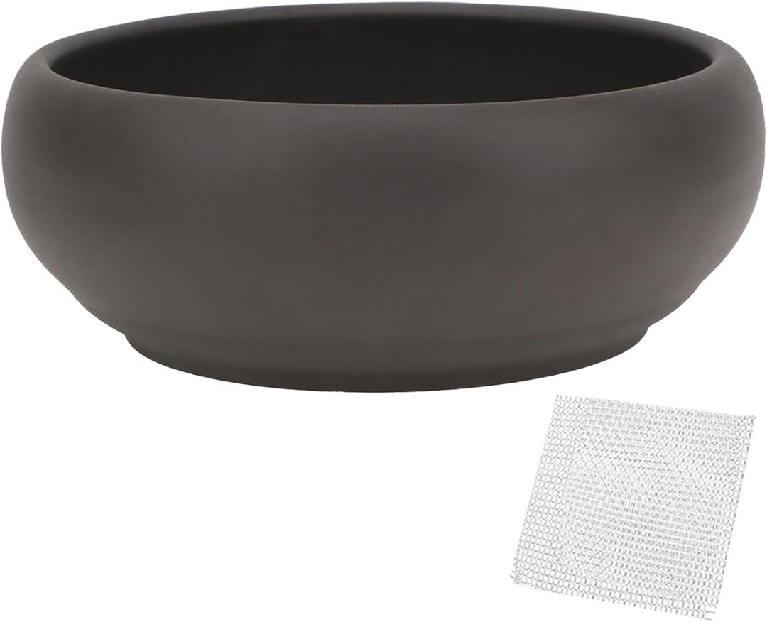 Bonsai Pot 6" Unglazed Round Ceramic Succulent Planter + Drainage Screen