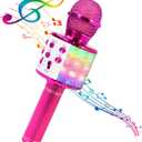 BlueFire 4 in 1 Karaoke Wireless Microphone with LED Lights, Portable Microphone for Kids, Great Gifts Toys for Kids, Girls, Boys and Adults (Purple)
