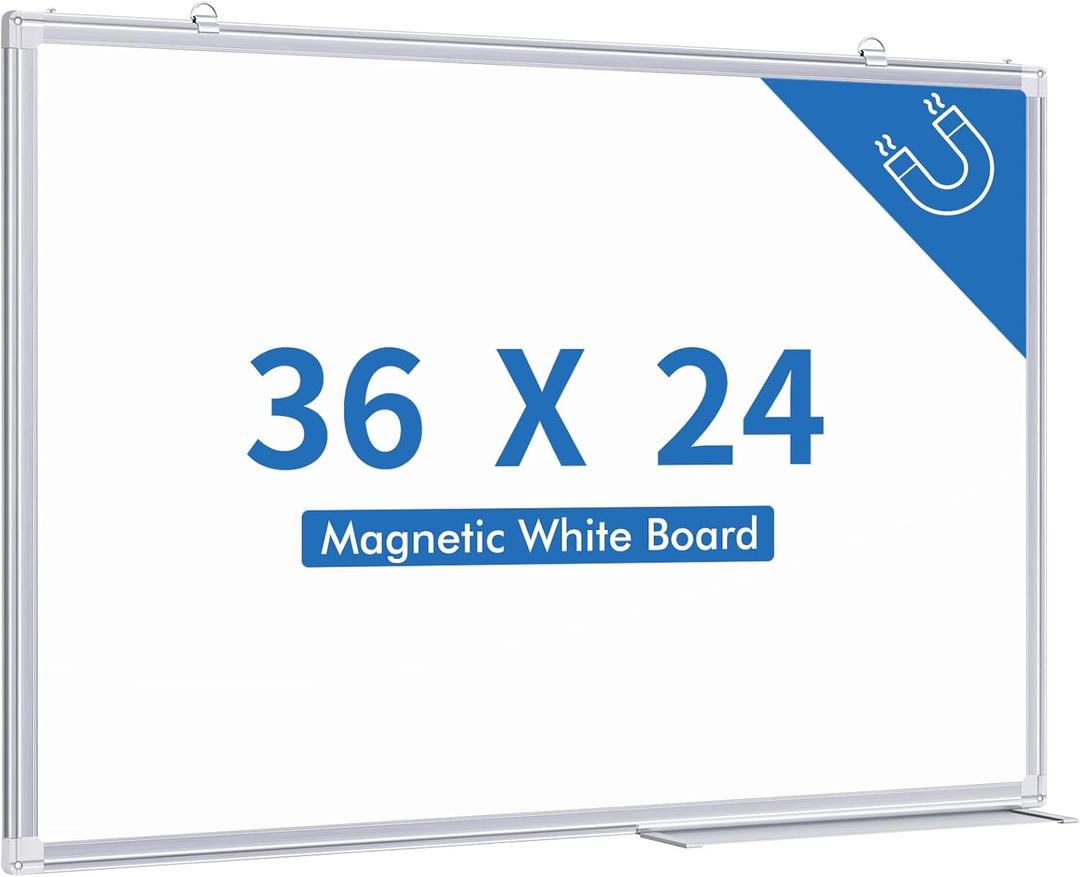 TRIPOLLO White Board Dry Erase 36 x 24 inches, Magnetic Dry Erase Board Whiteboard for Wall, Aluminum Frame Hanging Whiteboard Marker Board Writing Board (36 x 24 inch Silver)