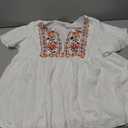 SOLY HUX Women's Plus Size Floral Blouse Notched V Neck Short Sleeve Peplum Babydoll Summer Vacation Shirt Tops White Floral X-Large Plus