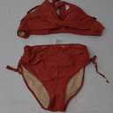 Blooming Jelly Womens High Waisted Bikini Sets Drawstring Tummy Control Swimsuits Crisscross Tie Back Bathing Suit (Medium, Brick Red)