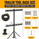 Utility Trailer Tool Rack, Shovel Rack for Truck, Rake Shovel Holder Landscape Hand Tool Accessories for Trailer Truck with 6 Rubber Holes with Brackets, Black