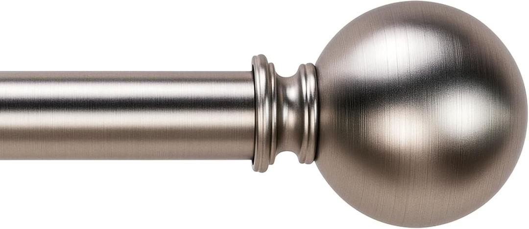 Satin Nickel Curtain Rods for Windows 18 to 45 inches, 1 Inch Modern Metal Drapery Rods, Adjustable Heavy Duty Curtain Pole with Round Finials(18"-45"Satin Nickel)