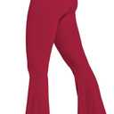 Sunzel Womens Flare Leggings No Front Seam Flare Yoga Pants with Tummy Control Crossover High Waist - 28" / 30" / 32" / 34" (Medium, True Red)