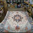 RELEANY Area Rugs Runner 2'x6' Washable Non-Slip, Floral Vintage Distress Medallion Carpet for Kitchen Hallway Bedroom Beside Laundry Room Bathroom, Beige Navy Blue Orange Colorful
