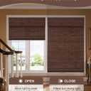 24''W X 72'''H Cordless Bamboo Roman Shades for Interior Windows, Roll Up Bamboo Blinds with Valance, Light Filtering, Easy to Install, Coffee Color