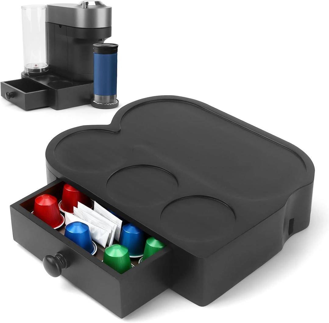 Riser Stand for Nespresso Vertuo Pop+, with Coffee Pod Drawers Organizer - Essential Vertuo Accessories Elevated Base Fits Tall Mugs (Up to 7.48" H) - Ideal Coffee Station for YETI Rambler & Stanley 20oz Cups - For Pop+ ONLY (Not Pop)