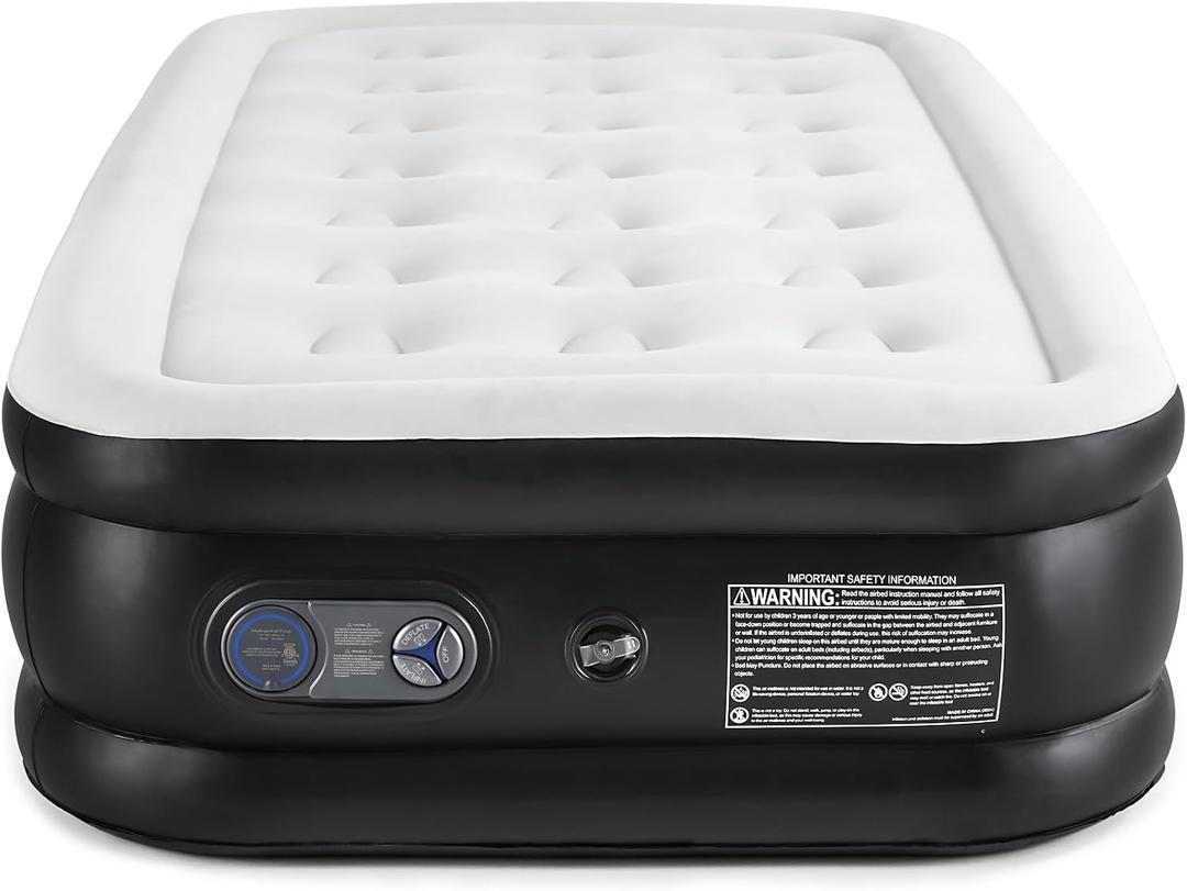 Sweetcrispy Weight Capacity 660 lbs Air Bed, Double Height, Non-Slip Bottom Design, Twin Air Mattress - 18" Inflatable Blow Up Airbed with Built-in High Capacity Pump for Home or Camping