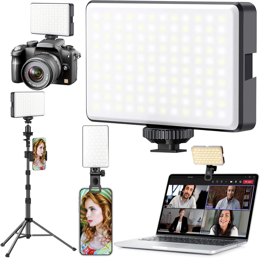Selfie Ring Light Kit with Tripod - 98 LED Portable Lighting for Video Conferencing, Streaming, Makeup, Includes Phone Clip & Webcam Adapter, 3 Modes, CRI 97+ for iPhone, Android, Laptop, Zoom, TikTok (Black)