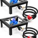 Suclain 2 Pcs Single Burner Propane Stove Camp Stove with Regulator and Hose Square Outdoor Heavy Duty Propane Burner Cooker for Kitchen, Home Brewing, Camping, Barbecue Grilling, Garden