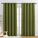 NICETOWN Window Curtain Panels, Thermal Insulated Solid Grommet Blackout Draperies/Drapes for Christmas Decoration (1 Pair, 70 by 84-inch, Olive Green)