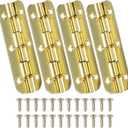 MECCANIXITY 90-Degree Thickened Small Piano Hinge Mini Jewelry Box Hinges with Screw for Jewellery Wooden Boxes (Gold Tone, Pack of 4)