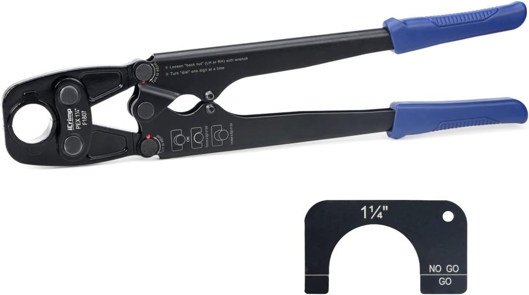 iCrimp Pex Pipe Crimping Tool, Plumbing Tool for 1-1/4 inch Copper Ring, meets ASTM 1807 Standard