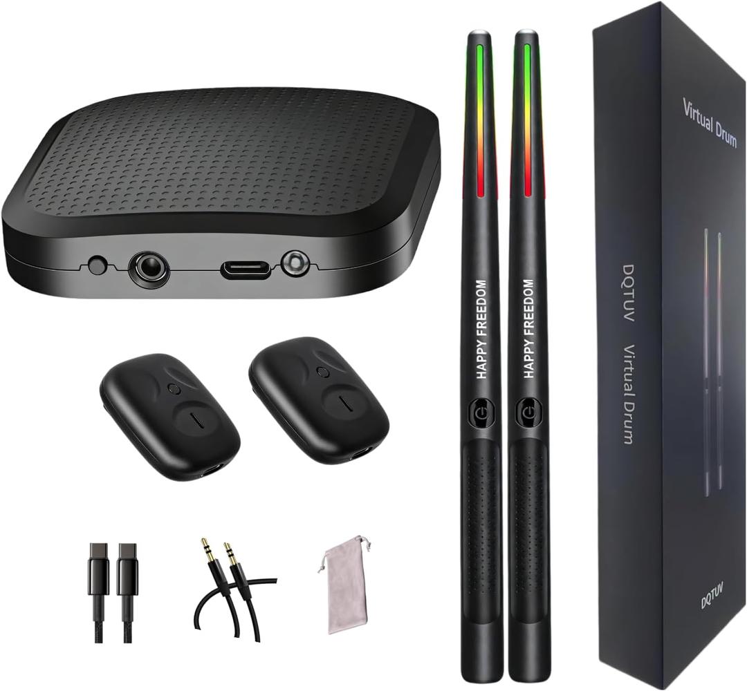 Electronic Drumsticks, Air Drumsticks with Wireless Sensors, Play Drums Anywhere, Portable Digital Drum Sticks for Adults, Gift for Drummers & Music Lovers (MatBlack)