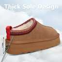 Women's Platform Slippers Comfy Mini Boots Fur Fleece Lined Short Ankle Boot Fluffy House Slippers for Indoor Outdoor (Brown)