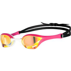 arena Unisex Cobra Ultra Swipe Racing Swim Goggles for Men & Women Anti-Fog Technology Dual Strap, Mirror/Non-Mirror Lens (Yellow Copper / Pink)