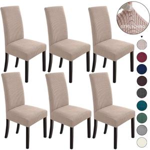 NORTHERN BROTHERS Dining Room Chair Covers Set of 6, Removable Washable Chair Covers for Dining Chairs Stretch Parson Chair Slipcover, Khaki
