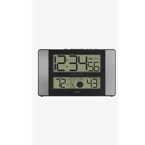 La Crosse Technology 5131417ALINT Atomic Clock w Outdoor Temp, Grey/Black