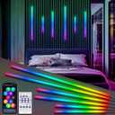 RGB+IC Led Recessed Lighting Kit Wall Panel Lights, 6PCS Smart Color Chasing Wood Slat LED Lights with Alexa & WiFi APP Control, DIY RGB Strip Lighting for Acoustic Panels, Game Room (22+35+54)